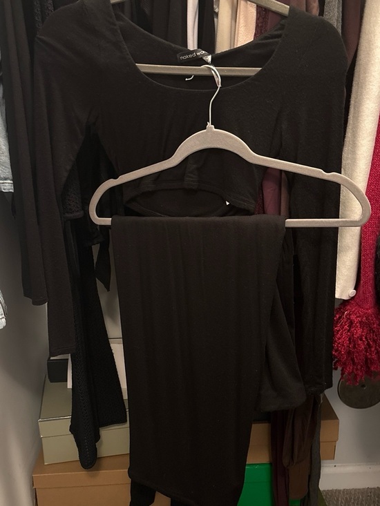 naked wardrobe Other - naked wardrobe Black Long Sleeve Crop Top & Skirt Set